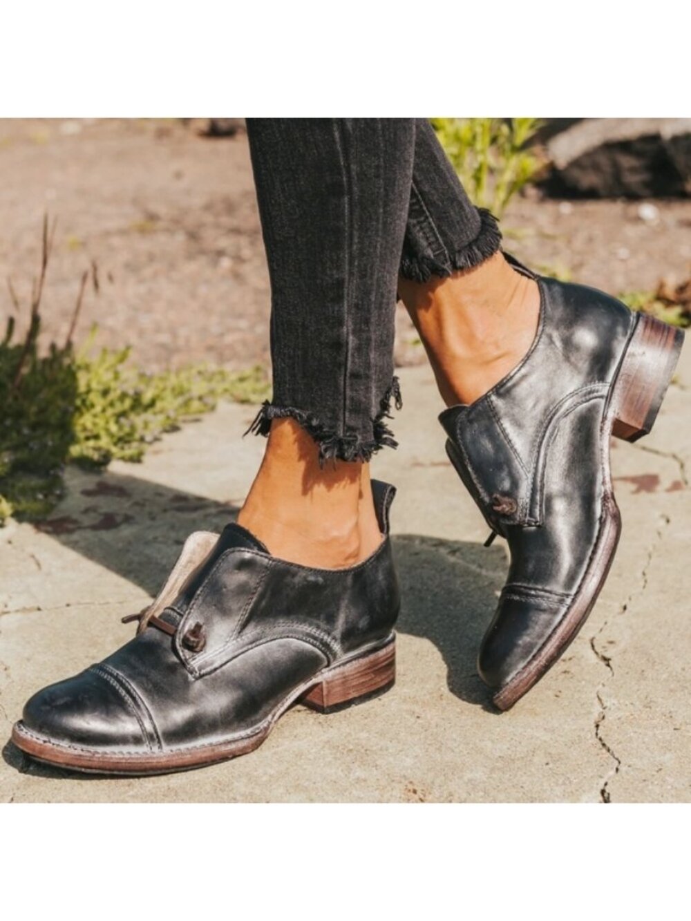 Freebird Mabel Leather Oxfords Distressed Edgy Grey Steampunk Loafers Flats 10